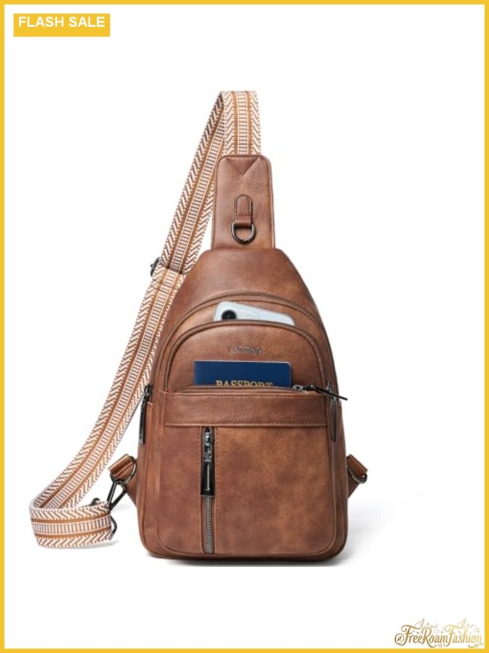 Sling Bag Crossbody Fanny Pack PU Leather Travel Shoulder Chest Bag